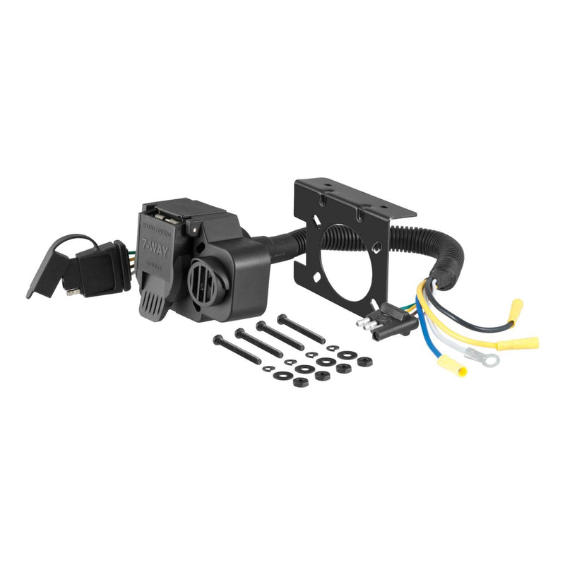 Load image into Gallery viewer, CURT Dual-Output Adapter with Backup Alarm (4-Way Flat to 7-Way RV Blade Trailer)
