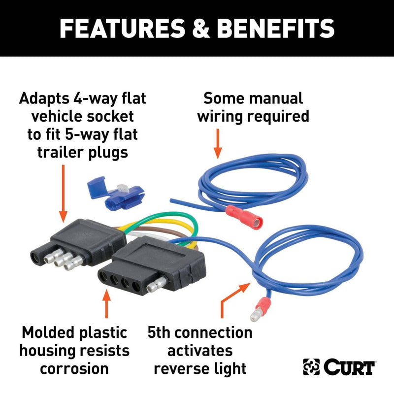 Load image into Gallery viewer, CURT 4-Way to 5-Way Flat Adapter for Boat Trailer Surge Brakes
