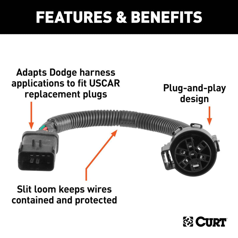Load image into Gallery viewer, CURT 8-Prong Factory Harness Adapter (Rectangular 8-Prong to USCAR Socket), With Factory Tow Package - Select 2000-2010 Dodge &amp; Jeep, 2003-2009 Freightliner, 2007-2009 Chrysler, 2006-2009 Mitsubishi Models (see fitment table)

