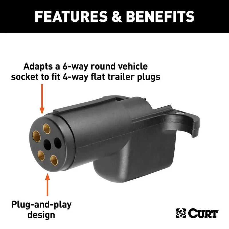 Load image into Gallery viewer, CURT Electrical Adapter (6-Way Round Vehicle to 4-Way Flat Trailer)
