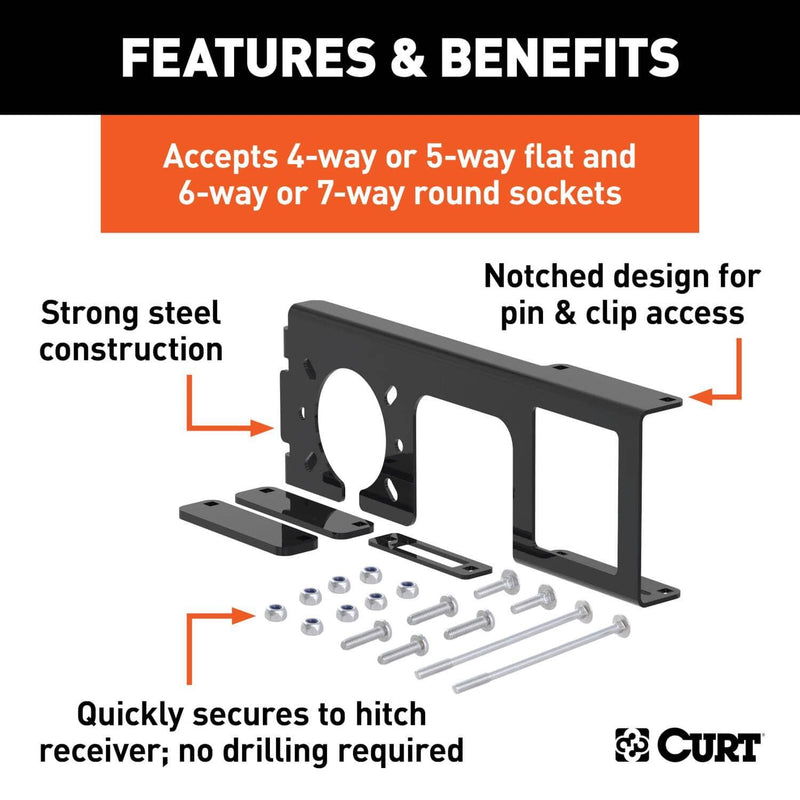 Load image into Gallery viewer, CURT Easy-Mount Wiring Bracket for 4 or 5-Flat &amp; 6 or 7-Round (2" Receiver)
