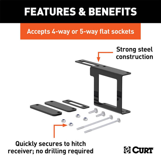 CURT Easy-Mount Wiring Brackets for 4 or 5-Way Flat (2" Receiver, 10-Pack)