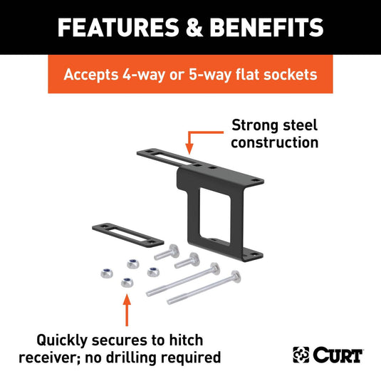 CURT Easy-Mount Wiring Bracket for 4 or 5-Way Flat (1-1/4" Receiver)