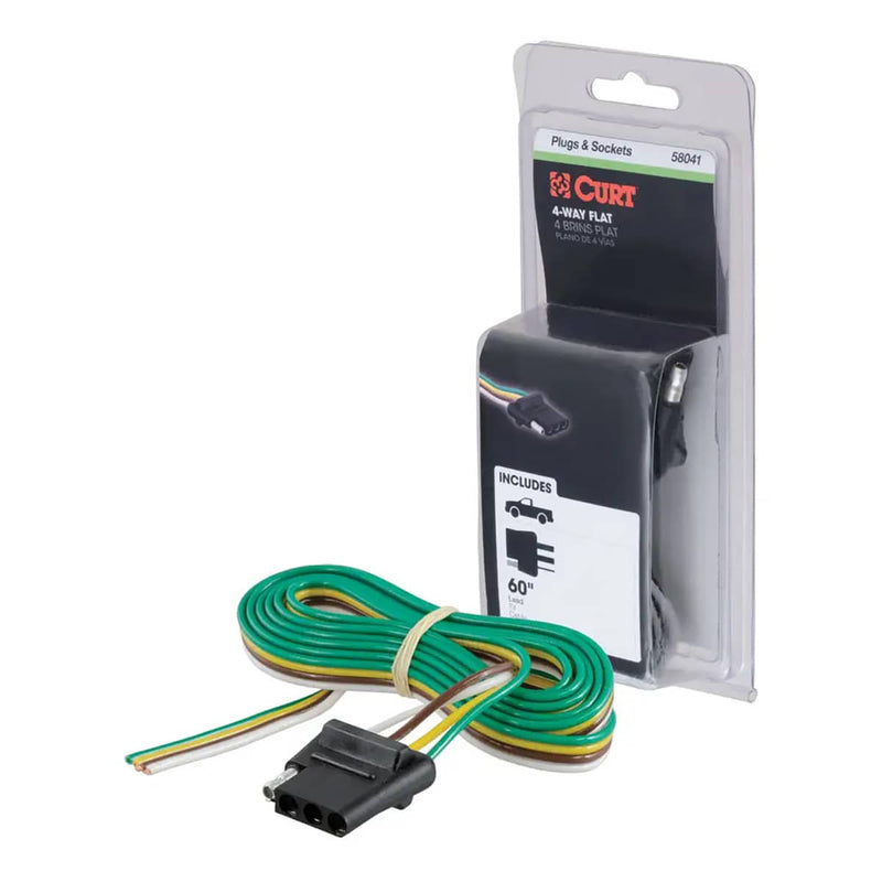 Load image into Gallery viewer, CURT 4-Way Flat Connector Socket with 60" Wires (Vehicle Side, Packaged)
