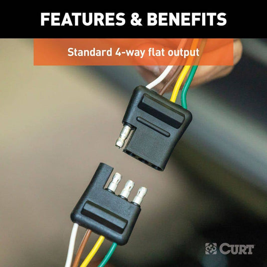 CURT 4-Way Flat Connector Plug & Socket with 12" & 48" Wires (Bulk)