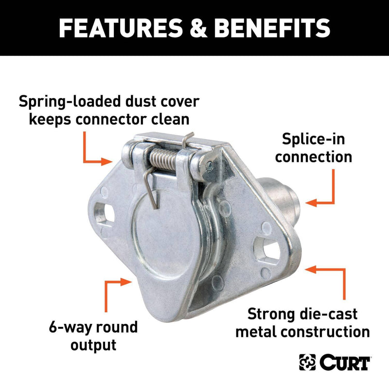 Load image into Gallery viewer, CURT 6-Way Round Connector Socket (Vehicle Side, Diecast Metal)
