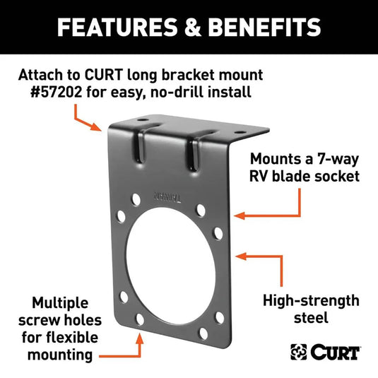 CURT Connector Mounting Bracket for 7-Way RV Blade (Black, Packaged)