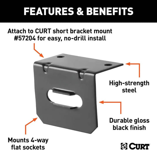 CURT Connector Mounting Bracket for 4-Way Flat (Packaged)