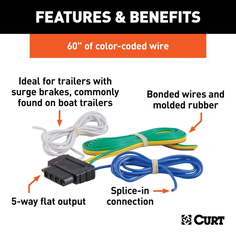 Load image into Gallery viewer, CURT 5-Way Flat Connector Socket with 60" Wires (Vehicle Side)
