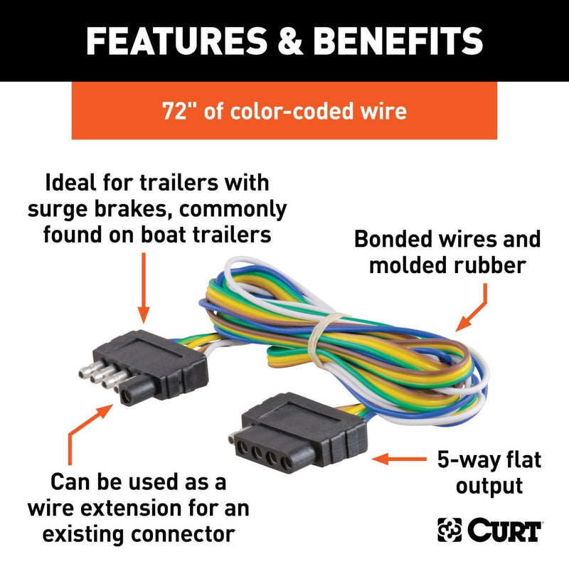 Load image into Gallery viewer, CURT 5-Way Flat Connector Plug &amp; Socket with 72" Wires
