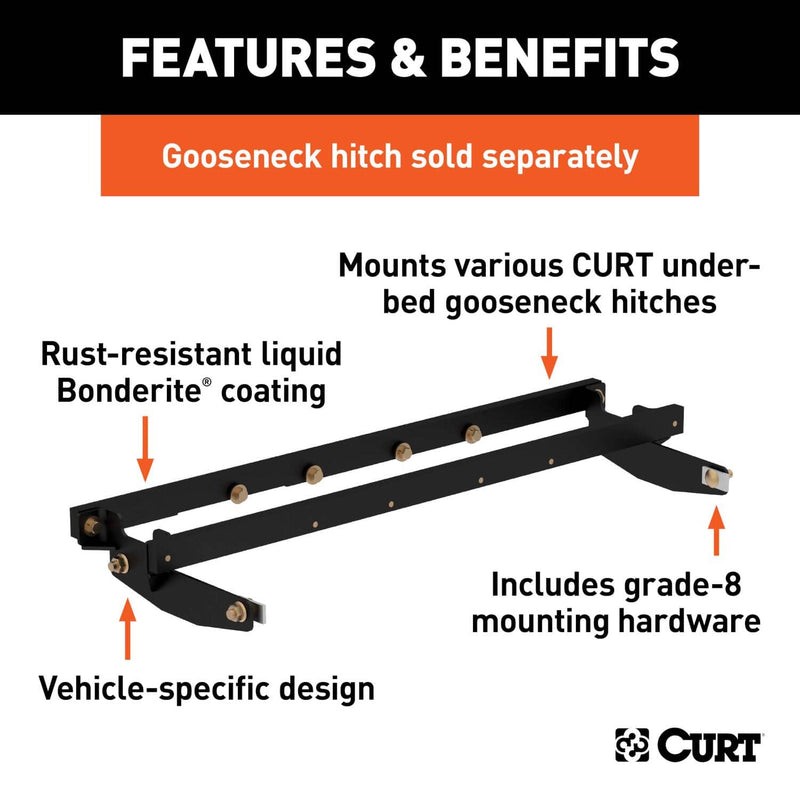 Load image into Gallery viewer, CURT Double Lock Gooseneck Installation Brackets (Drilling Required), Excluding Cab &amp; Chassis (Silverado 3500 HD, Sierra 3500 HD) - 2011-2019 Chevrolet Silverado 2500 HD/3500 HD &amp; GMC Sierra 2500 HD/3500 HD
