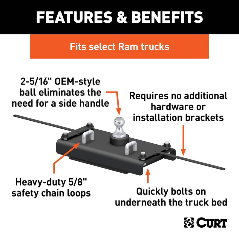 Load image into Gallery viewer, CURT PowerHaul OEM-Style Gooseneck Hitch (30K), Excluding 5th Wheel Prep Package - 2014-2018 Ram 2500
