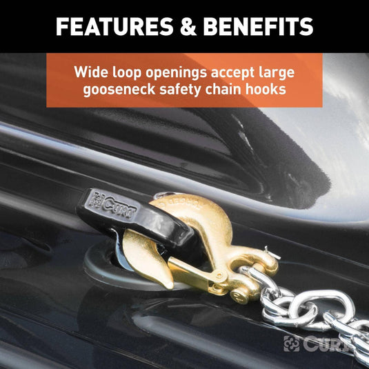 CURT OEM Puck System Gooseneck Safety Chain Anchors (30K), With 5th Wheel Prep Package - 2013-2027 Ram 2500/3500