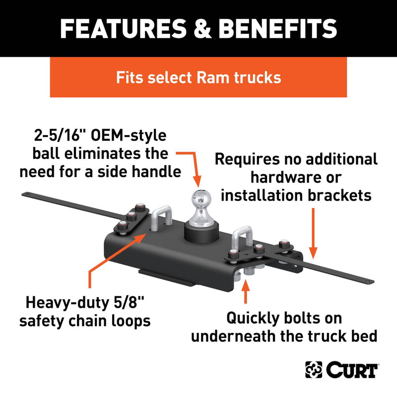 Load image into Gallery viewer, CURT PowerHaul OEM-Style Gooseneck Hitch (30K), Excluding Cab &amp; Chassis; Excluding 5th Wheel Prep Package - 2013-2018 Ram 3500
