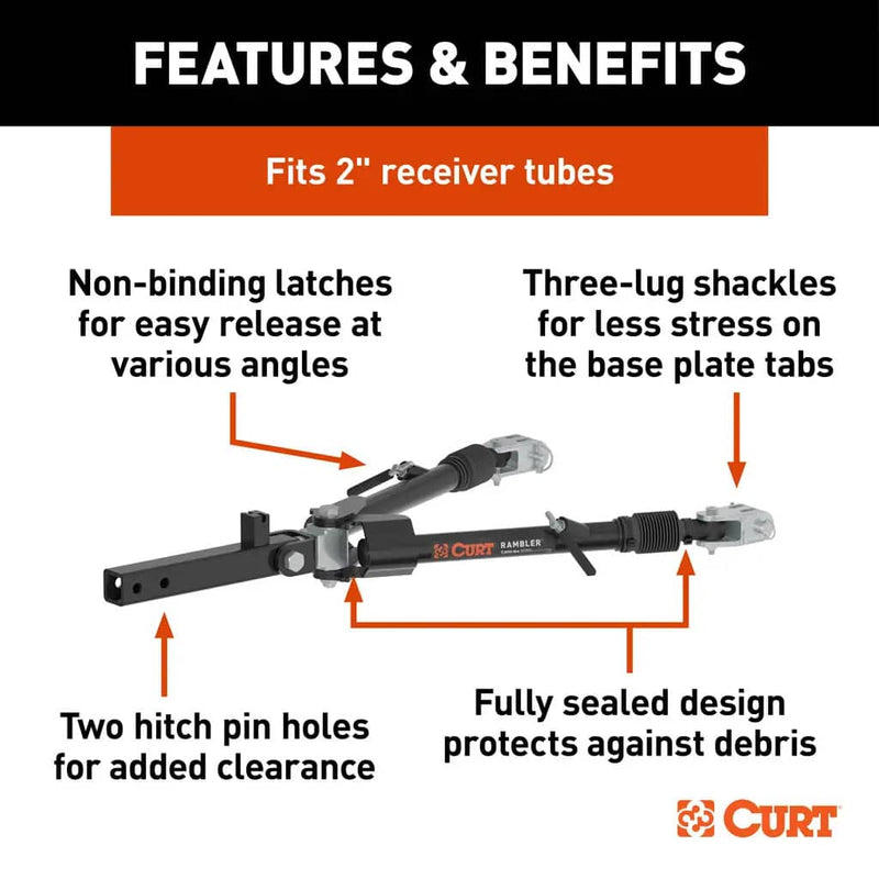 Load image into Gallery viewer, CURT Rambler Steel RV Tow Bar, 7,500-lb. Capacity, 2" Shank
