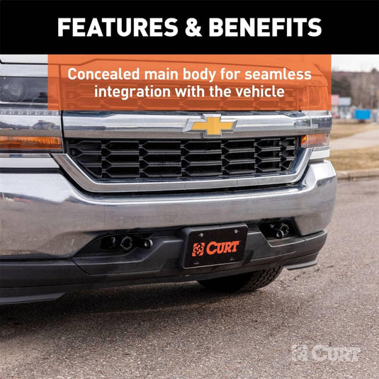 CURT Custom Tow Bar Base Plate, Z71 Excluding Adaptive Cruise (Suburban, Tahoe) - 2016-2018 Chevrolet Silverado 1500 & GMC Sierra 1500, 2016-2020 Chevrolet Suburban/Tahoe, 2019 Chevrolet Silverado 1500 LD & GMC Sierra 1500 Limited