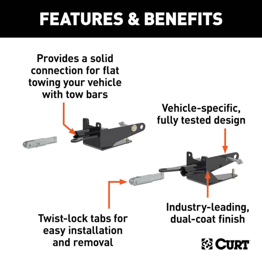 CURT Custom Tow Bar Base Plate, Excluding Painted Plastic Bumper - 2016-2018 Ram 1500, 2019-2024 Ram 1500 Classic