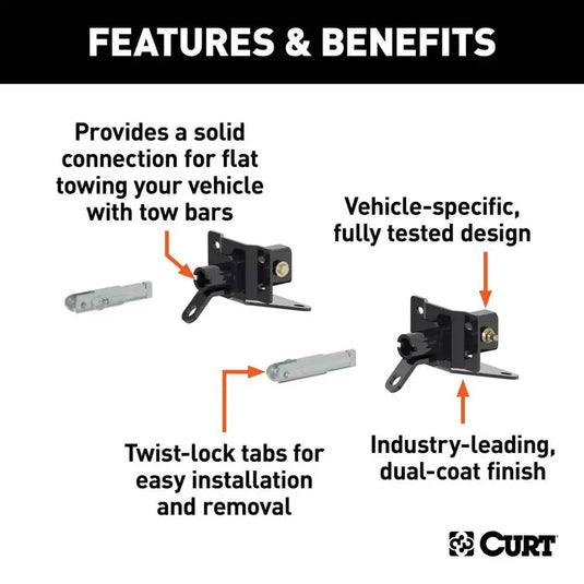 CURT Custom Tow Bar Base Plate, Modular or Standard D-ring Bumper Only - 2021-2025 Ford Bronco