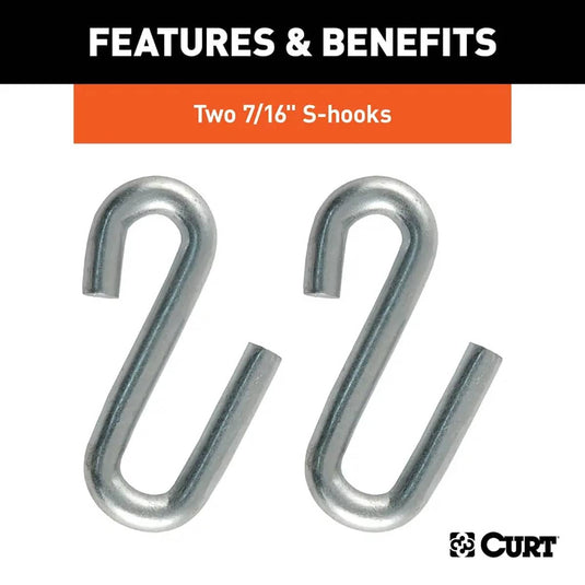 CURT 48" Safety Chain with 2 S-Hooks (5,000 lb, Clear Zinc)