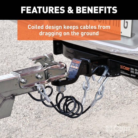 CURT 42" Safety Cables with 2 Snap Hooks (5,000 lb, Vinyl-Coated, 2-Pack)