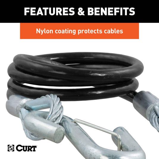 CURT 42" Safety Cables with 2 Snap Hooks (5,000 lb, Vinyl-Coated, 2-Pack)
