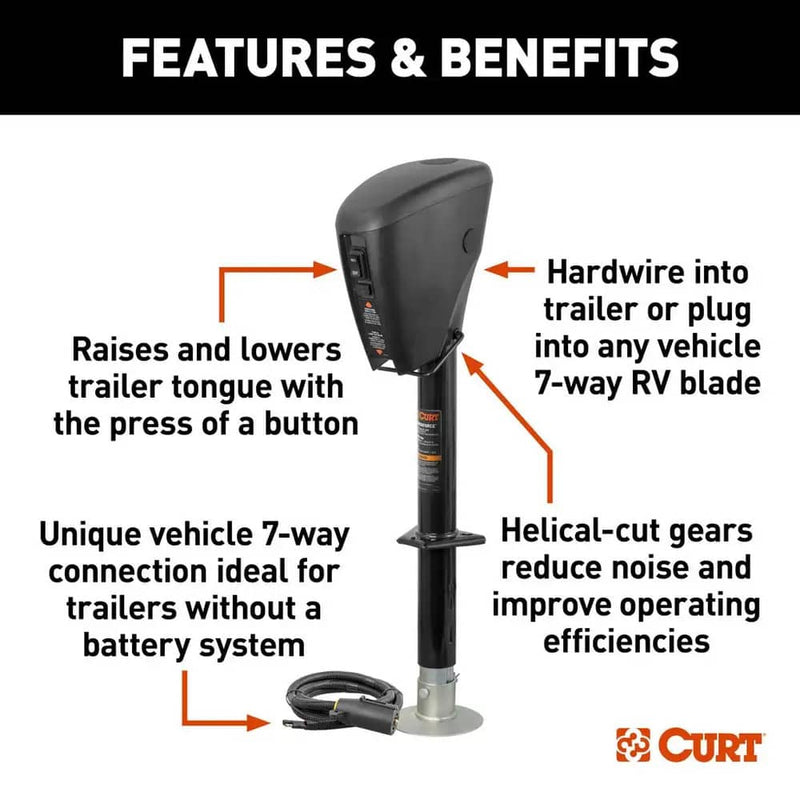 Load image into Gallery viewer, CURT Lippert Power Stance Tongue Jack, 3,500 lb
