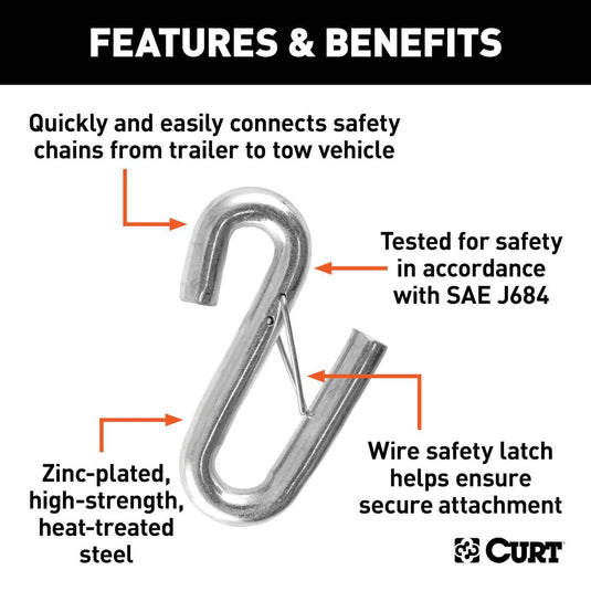 CURT Certified 17/32" Safety Latch S-Hook (7,600 lb)