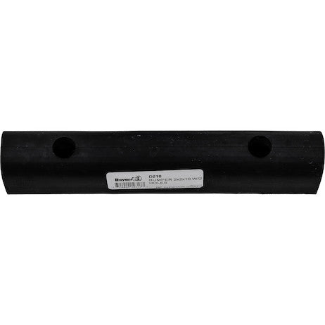 Extruded Rubber D-Shaped Bumper with 2 Holes - 2-1/8 x 1-7/8 x 10 Inch Long
