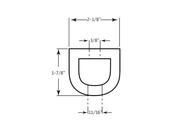 Load image into Gallery viewer, Extruded Rubber D-Shaped Bumper with 2 Holes - 2-1/8 x 1-7/8 x 10 Inch Long

