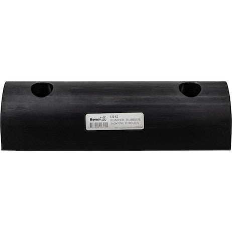 Extruded Rubber D-Shaped Bumper with 2 Holes - 3 x 2-7/8 x 12 Inch Long