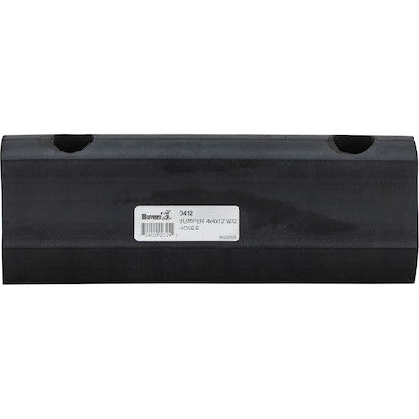 Extruded Rubber D-Shaped Bumper with 2 Holes - 4 x 3-3/4 x 12 Inch Long