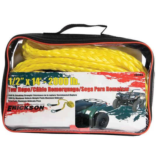 Erickson 1/2" X 14" 2000 Lb Tow Rope with Carrying Case - ERI-09103 - Absolute Autoguard