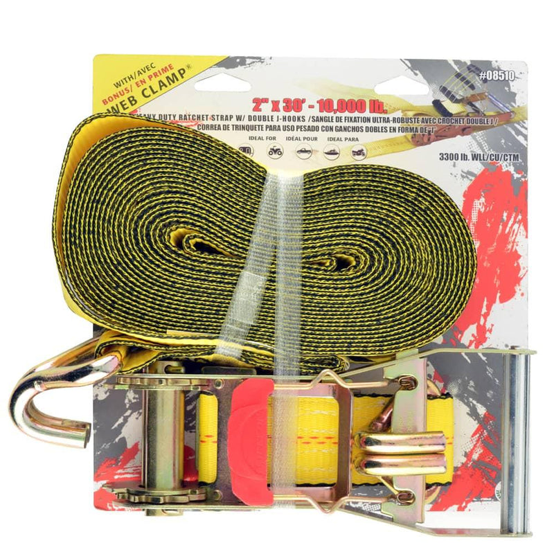 Load image into Gallery viewer, Erickson 2"X30' 10000 Lb Long Handle Ratchet Strap w/ Double J-hooks - ERI-58510 - Absolute Autoguard
