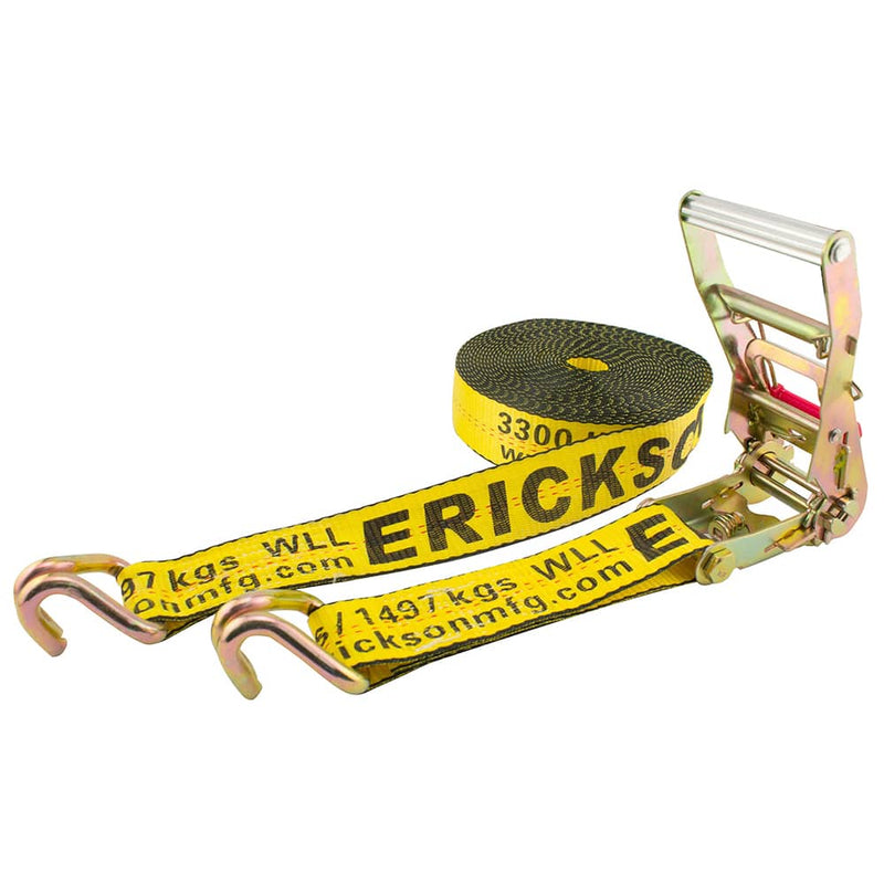 Load image into Gallery viewer, Erickson 2"X30' 10000 Lb Long Handle Ratchet Strap w/ Double J-hooks - ERI-58510 - Absolute Autoguard
