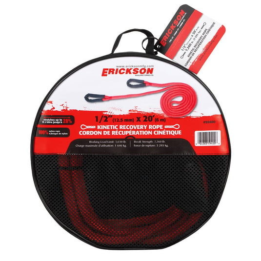 Erickson 1/2" X 20' 7260 Lb Break Strength Kinetic Rope - ERI-59400 - Absolute Autoguard