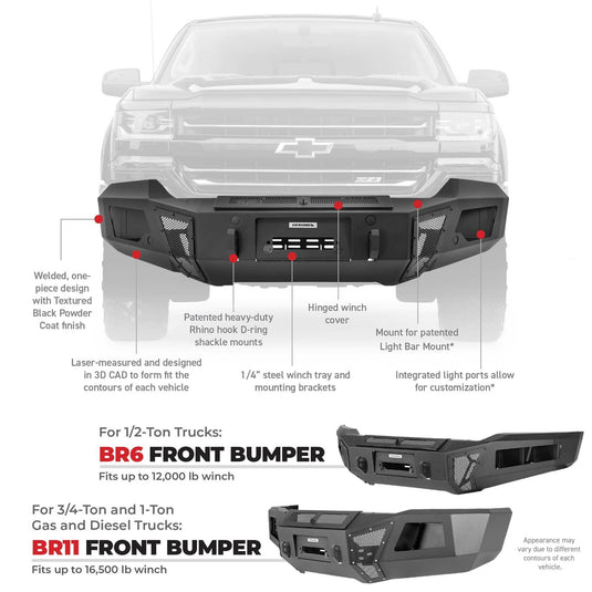 Go Rhino BR11 Front Bumper — 2017-2022 Ford F-250 Super Duty/F-350 Super Duty - GOR-24375T - Absolute Autoguard