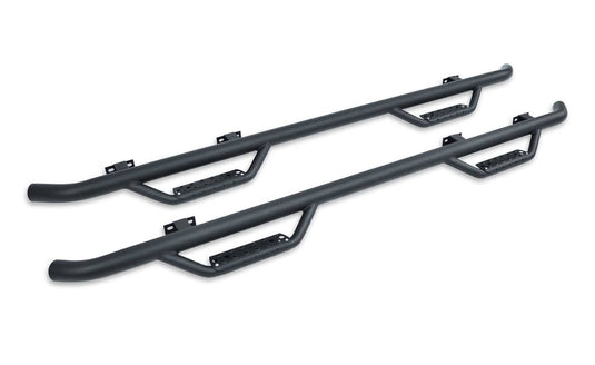 Go Rhino Dominator D2 Black Cab Length Nerf Steps — 2015-2019 Chevrolet Silverado 2500 HD/Silverado 3500 HD - GOR-D24044T - Absolute Autoguard