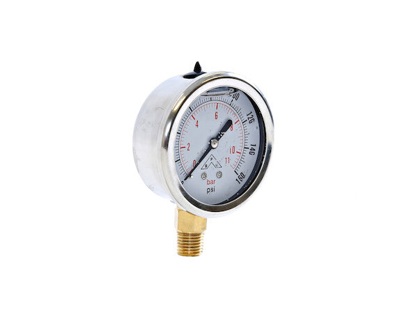 Load image into Gallery viewer, Silicone Filled Pressure Gauge - Stem Mount 0-160 PSI
