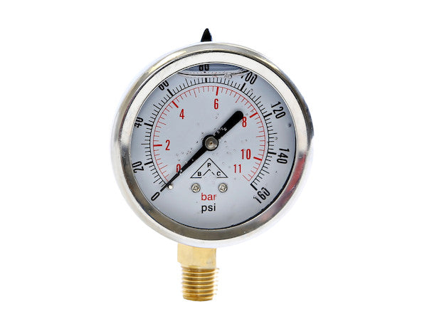 Load image into Gallery viewer, Silicone Filled Pressure Gauge - Stem Mount 0-160 PSI
