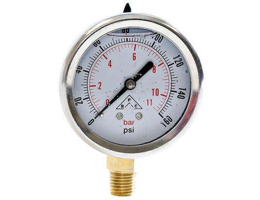 Silicone Filled Pressure Gauge - Stem Mount 0-200 PSI