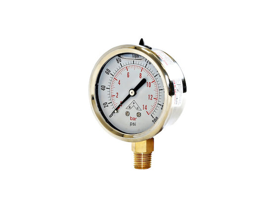 Silicone Filled Pressure Gauge - Stem Mount 0-200 PSI