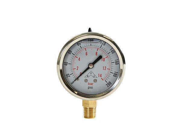 Load image into Gallery viewer, Silicone Filled Pressure Gauge - Stem Mount 0-200 PSI
