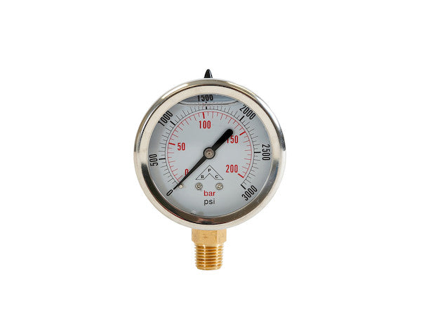 Load image into Gallery viewer, Silicone Filled Pressure Gauge - Stem Mount 0-3,000 PSI
