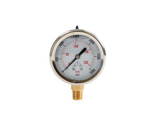 Silicone Filled Pressure Gauge - Stem Mount 0-3,000 PSI