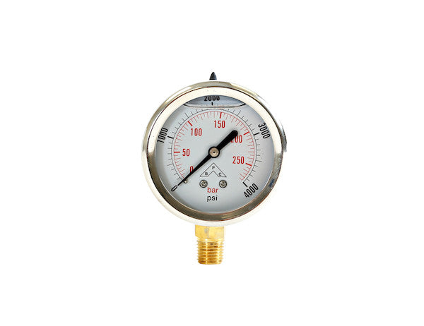 Load image into Gallery viewer, Silicone Filled Pressure Gauge - Stem Mount 0-4,000 PSI
