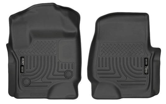 Husky Liners WeatherBeater Floor Liners, Front, Black, Extended/Crew Cab, Carpet Floor - 2017-2026 Ford F-250 Super Duty/F-350 Super Duty