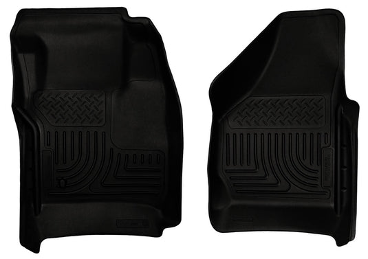 Husky Liners WeatherBeater Floor Liners, Front, Black, Regular/Extended/Crew Cab, Without Floor Shifter - 2008-2010 Ford F-250 Super Duty/F-350 Super Duty