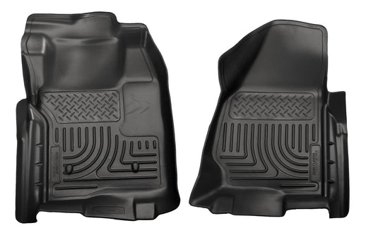 Husky Liners WeatherBeater Floor Liners, Front, Black, Regular Cab, Without Floor Shifter, Without Drivers Side Foot Rest - 2011-2012 Ford F-250 Super Duty/F-350 Super Duty