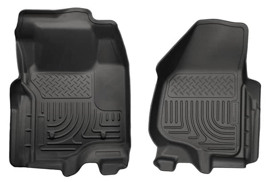 Husky Liners WeatherBeater Floor Liners, Front, Black, Extended/Crew Cab, Without Drivers Side Foot Rest or 4x4 Floor Shifter - 2011-2012 Ford F-250 Super Duty/F-350 Super Duty