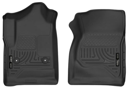 Husky Liners X-act Contour Floor Liners, Front, Black, Regular Cab, Without Floor Shifter - 2014-2019 Chevrolet Silverado 1500/2500 HD/3500 HD, GMC Sierra 1500/2500 HD/3500 HD